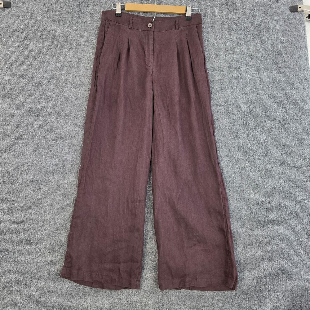 Monday Swimwear Pants Medium Linen Pleated Wide Leg Relaxed Summer Casual Comfy